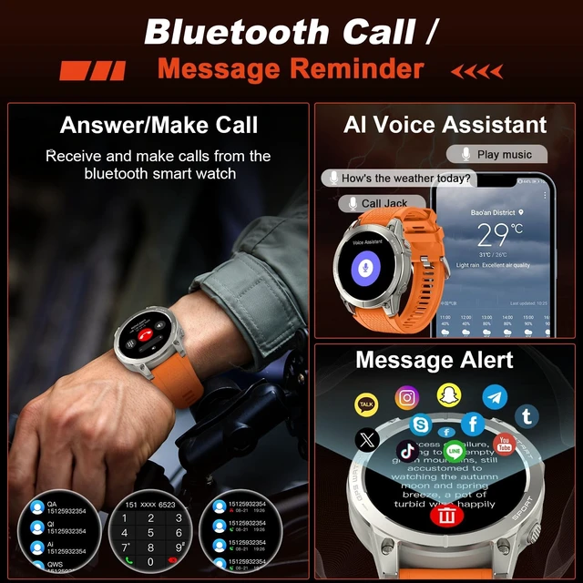 Alt view image 3 of 5 - Smart Watch for Men Fitness Tracker GPS: Military Smart Watches for Android/iPhone Gps Watch 1.43" AMOLED Make Answer Call Running Digital Mens Watches Samsung Compatible Step Tracker Heart Moni