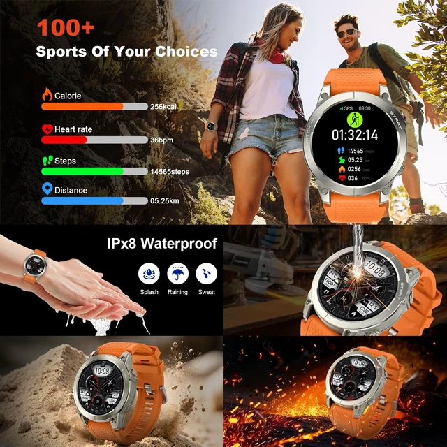 Alt view image 4 of 5 - Smart Watch for Men Fitness Tracker GPS: Military Smart Watches for Android/iPhone Gps Watch 1.43" AMOLED Make Answer Call Running Digital Mens Watches Samsung Compatible Step Tracker Heart Moni