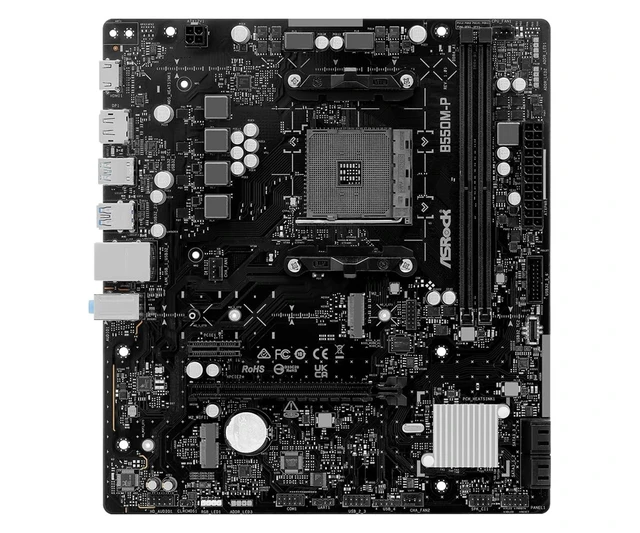 Alt view image 2 of 3 - ASRock B550M-P Micro-ATX Motherboard, AMD AM4, Ryzen 3000-5000 CPUs, DDR4 4733+ (OC), PCIe 4.0, 2.5G LAN, USB 3.2 Gen1 Type-C