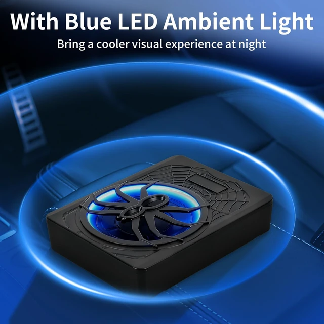 Alt view image 4 of 5 - 10" Slim Car Subwoofer 1200W Underseat Powered Subwoofer Car Audio Subs for Trucks Active Bass Speaker for Car Built-in Amplifier with Blue LED Ambient Light Low & High Level Inputs