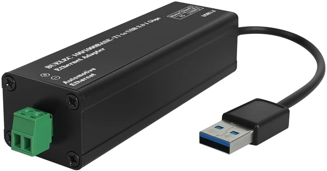 Main image of BUELEC USB 3.0 to Automotive Single-Pair Ethernet Adapter, 100/1000BASE-T1, Bus Powered, with MATEnet & HMTD Adapters, Plug and Play