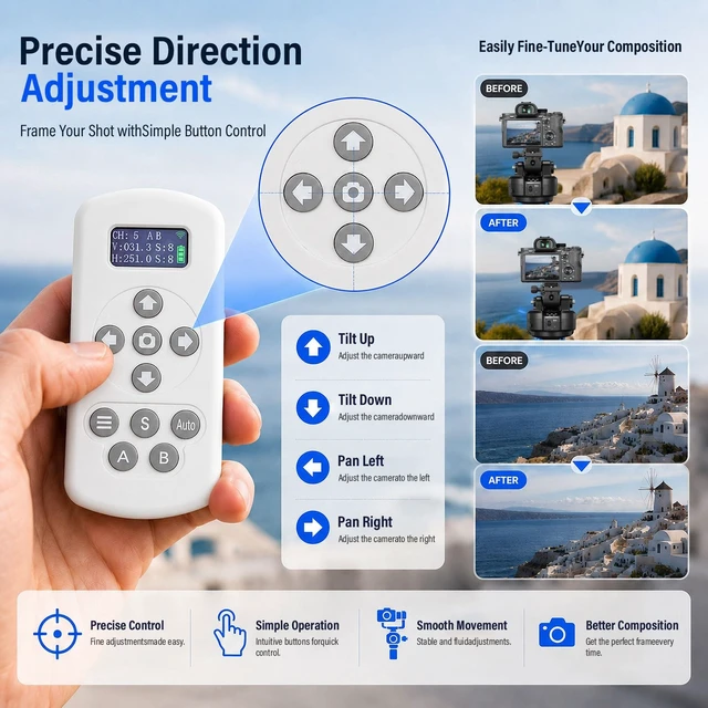 Alt view image 5 of 5 - Soonpho M6 Remote Control for Motorized Pan/Tilt Head, 360 Rotation with Adjustable SpeedCompatible Only with M6 Motorized Pan/Tilt Head (Battery Not Included)