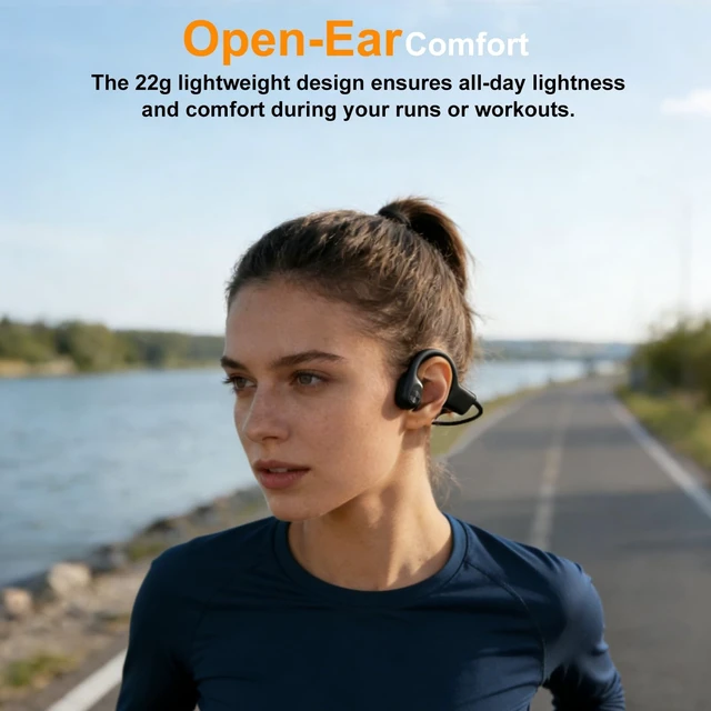 Alt view image 2 of 5 - 2026 Bone Conduction Bluetooth 6.0 Headphones, Open-Ear Headset with Mic, Type-C Charging, 10-Hour Battery Life, IPX5 Sweatproof, Dual-Device Connection, 22g Comfort, for Office & Sports (Black