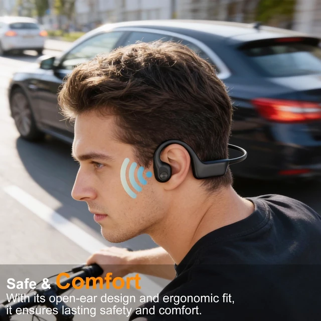 Alt view image 3 of 5 - 2026 Bone Conduction Bluetooth 6.0 Headphones, Open-Ear Headset with Mic, Type-C Charging, 10-Hour Battery Life, IPX5 Sweatproof, Dual-Device Connection, 22g Comfort, for Office & Sports (Black