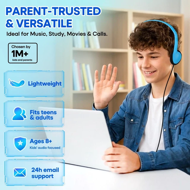 Alt view image 5 of 5 - Wensdo USB C Headphones Bulk 20 Pack for Classroom School Kids, Wholesale Durable On-Ear Headset for Students Teens, Compatible with Chromebook Laptop Tablet Smartphones (HY857C, 20 Mixed)