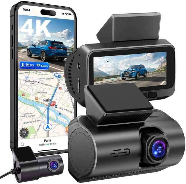 Main image of Front and Rear Dash Cam, 4K+1080P Dual Dash Camera Quick Video Access 15-Min Install Record Every Mount, Ultra-Precise 2 Channel HDR