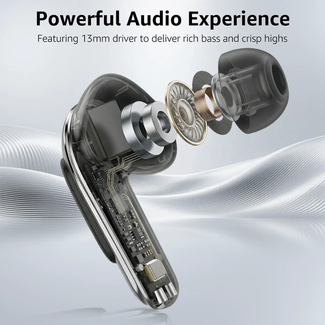 Alt view image 5 of 5 - Wireless Bluetooth 5.4 Earbuds with LED Smart Display, ENC Noise Reduction,Touch Control, 13MM Driver, Deep Bass, for iPhone Samsung Google Pixel Android Phones Tablets