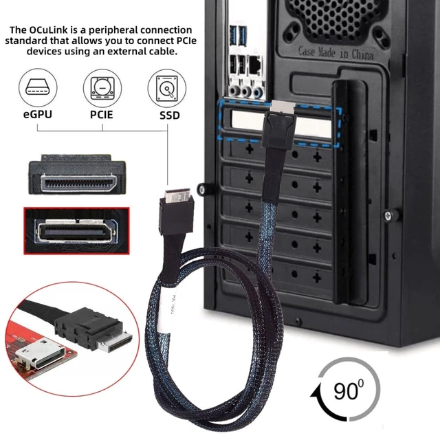 Alt view image 4 of 5 - chenyang 39.37 Inch SFF-8611 Cable,OCuLink PCIe PCI-Express 4.0 SFF-8611 4i Male to Male Data Extension Cable for eGPU External Graphics Card and SSD