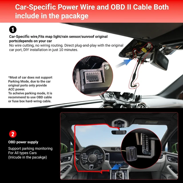 Alt view image 4 of 5 - G11-9 4K Dash Cam for Mercedes-Benz GLE GLS 2019~2025,OEM Factory Look, Plug and Play, UHD 3840P Video, Built-in WiFi & APP,FREE128G,Support 256G