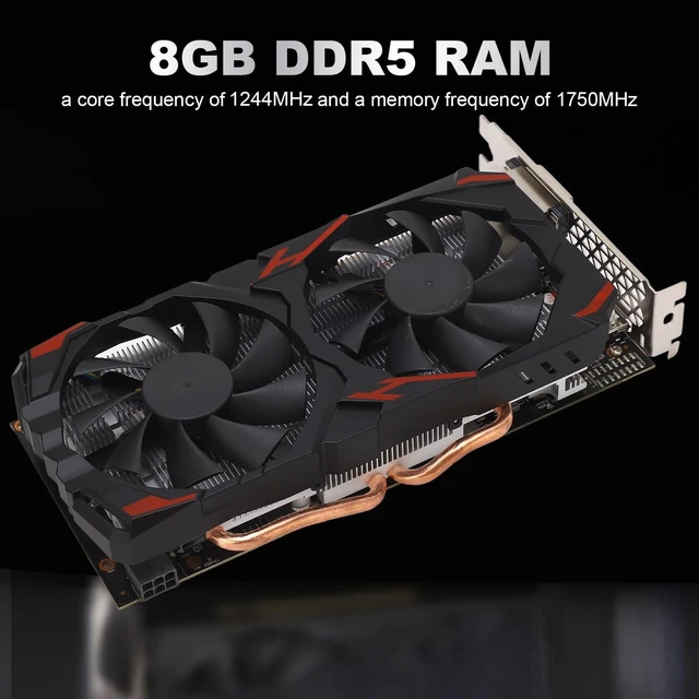 Alt view image 2 of 5 - VBESTLIFE RX 580 Graphics Card, 256 Bit 8GB GDDR5 Computer Gaming Graphics Cards with, DVI, 16 PCI Express 3.0, Support 4K@60Hz HD, Fans, for PC Gaming (580 8G D5)