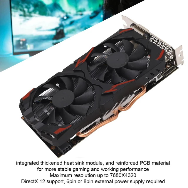 Alt view image 5 of 5 - VBESTLIFE RX 580 Graphics Card, 256 Bit 8GB GDDR5 Computer Gaming Graphics Cards with, DVI, 16 PCI Express 3.0, Support 4K@60Hz HD, Fans, for PC Gaming (580 8G D5)