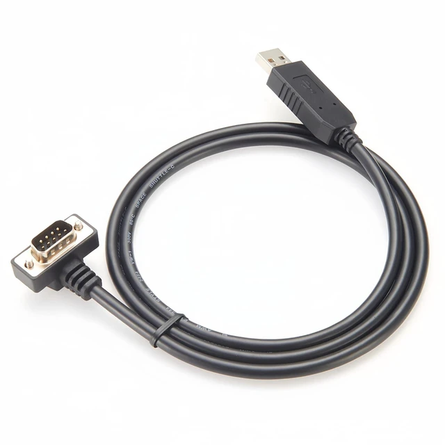 Main image of 90 Degree Low Profile USB 2.0 to DB9 RS232 Serial Converter Cable with FTDI FT232RNL Slim Compact DB9 Male to USB Male COM Port Connector for Windows XP/7/8/10/11/Vista Linux (4Pin Up, 1M/3.28FT)
