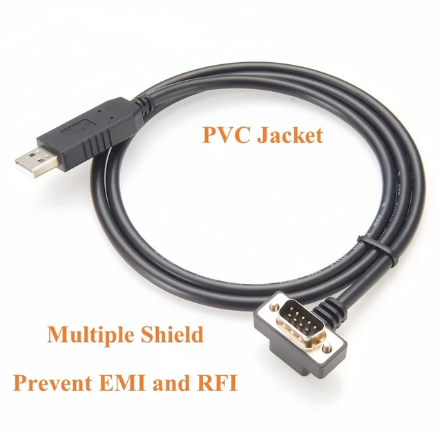 Alt view image 5 of 5 - 90 Degree Low Profile USB 2.0 to DB9 RS232 Serial Converter Cable with FTDI FT232RNL Slim Compact DB9 Male to USB Male COM Port Connector for Windows XP/7/8/10/11/Vista Linux (4Pin Up, 1M/3.28FT)