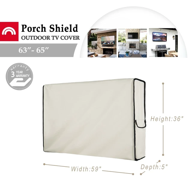 Alt view image 2 of 5 - Porch Shield Outdoor TV Cover for LCD LED Plasma, 63-65 inches, Beige