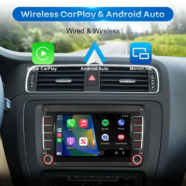 Alt view image 2 of 5 - Car Radio for VW Passat Golf MK5 MK6 Jetta Beetle Passat Sharan Tiguan Touran Seat Polo with Wireless Carplay & Android Auto,7in Touchscreen Car Stereo with Bluetooth Mirror Link FM/SWC/USB