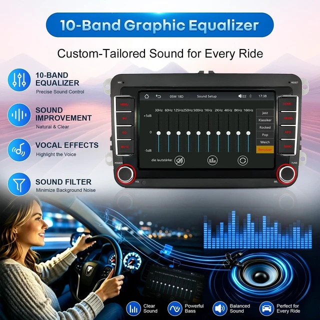 Alt view image 5 of 5 - Car Radio for VW Passat Golf MK5 MK6 Jetta Beetle Passat Sharan Tiguan Touran Seat Polo with Wireless Carplay & Android Auto,7in Touchscreen Car Stereo with Bluetooth Mirror Link FM/SWC/USB