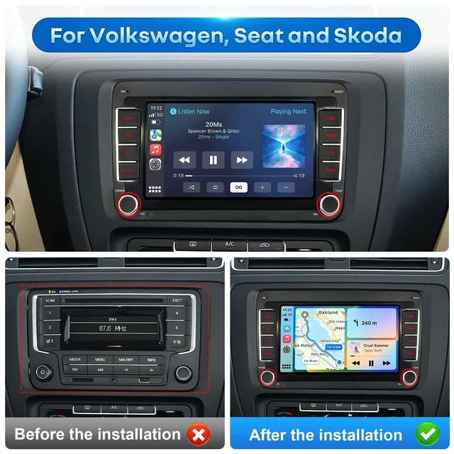 Alt view image 4 of 5 - Car Radio for VW Passat Golf MK5 MK6 Jetta Beetle Passat Sharan Tiguan Touran Seat Polo with Wireless Carplay & Android Auto,7in Touchscreen Car Stereo with Bluetooth Mirror Link FM/SWC/USB
