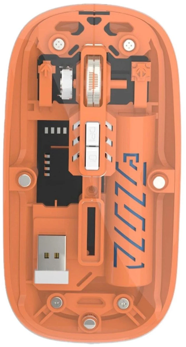 Main image of Sahara - Wireless Mouse ^^ Transparent Shell ^^ Rechargable Battery ^^ USB & Type C Adapter ^^ Glacier Series (Orange)