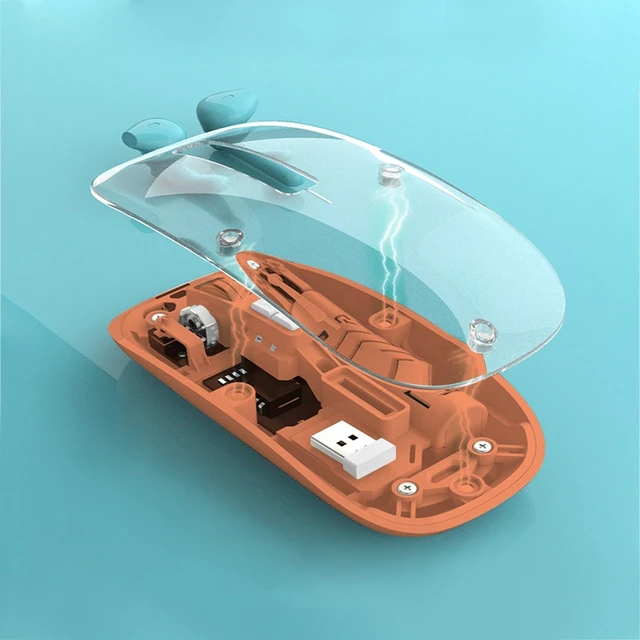 Alt view image 2 of 5 - Sahara - Wireless Mouse ^^ Transparent Shell ^^ Rechargable Battery ^^ USB & Type C Adapter ^^ Glacier Series (Orange)