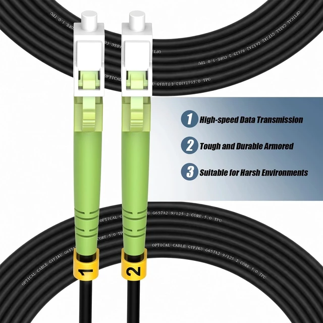 Alt view image 2 of 5 - FibergagaOutdoor LC to LC OM5 Fiber Patch Cable Multimode TPU, 25M(82ft)