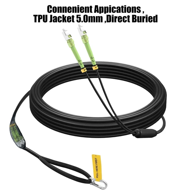 Alt view image 5 of 5 - FibergagaOutdoor LC to LC OM5 Fiber Patch Cable Multimode TPU, 25M(82ft)