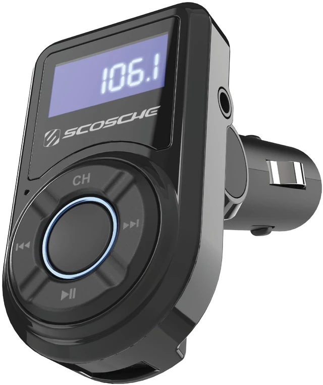 Main image of Scosche Bluetooth FM Transmitter for Car Radio, Bluetooth Car Adapter with USB-A Car Charger, Remote Control and Aux Port for Wireless Music Streaming, Hands-Free Calls, Siri & Google Assistant