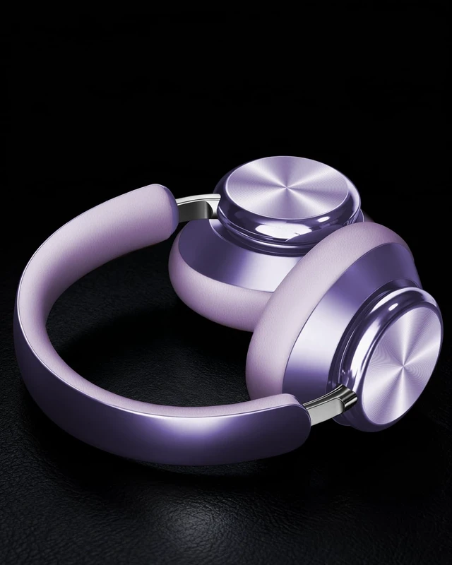 Alt view image 5 of 5 - Wentronic Y03 Bluetooth Headphones Wireless Active Noise Cancelling Over Ear Headphones 48 Hours Playtime High Sound Quality 6 EQ Music Mode Headphones with Soft Ear Cushion - Purple