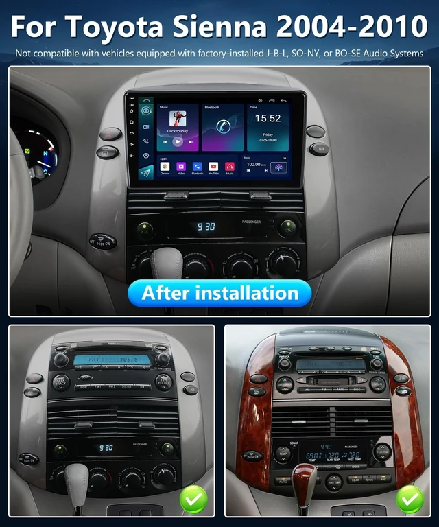 Alt view image 2 of 5 - XGU Android Stereo for Toyota Sienna 2004 to 2010 Radio Apple Carplay