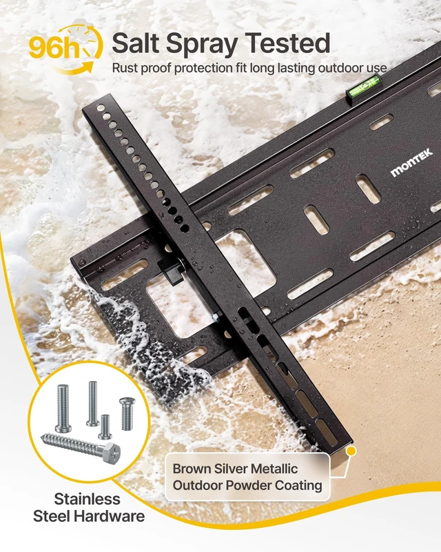 Alt view image 3 of 5 - monTEK Outdoor Weatherproof TV Wall Mount for 37-86" TVs up to 176lbs,Tilt