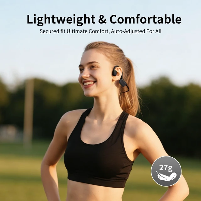 Alt view image 3 of 5 - Vulxovt 2026 Bone Conduction Headphones, Bluetooth 6.0 Open Ear HeadphonesWireless Sports Earphones IPX5 Waterproof, 10H Long Battery Life Playtime for RunningCyclingGym (Gray-Black)