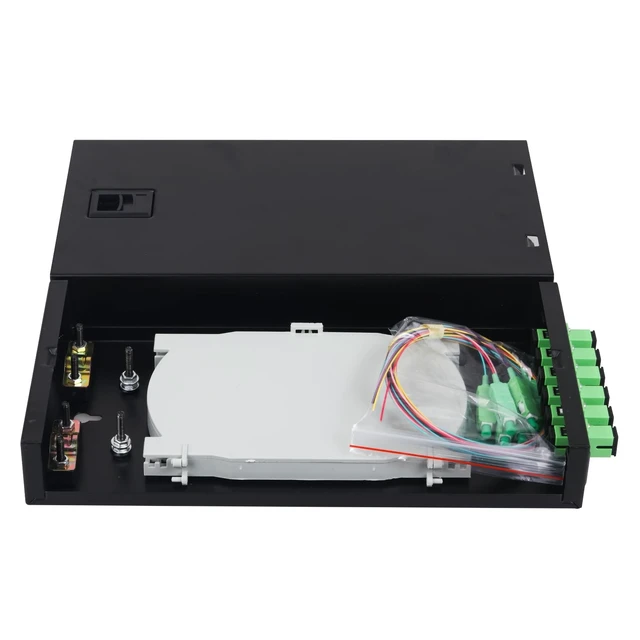 Alt view image 3 of 5 - Duogalia 3-Pack SC-APC 6 Simplex 6 Port Wall Mount Fiber Enclosure with Splice Tray Singlemode SC-APC Kit (Includes 1.2 Meter Pigtail and Fiber Coupler)