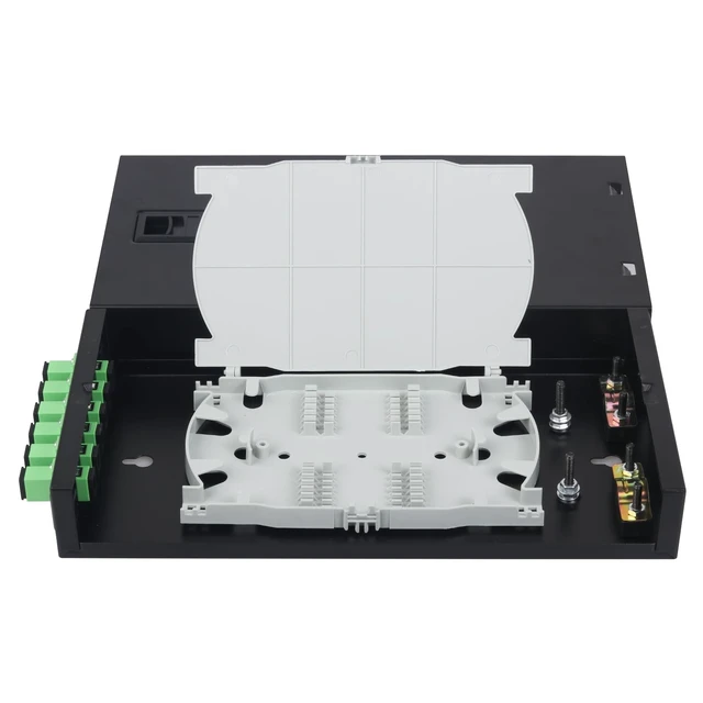 Alt view image 4 of 5 - Duogalia 3-Pack SC-APC 6 Simplex 6 Port Wall Mount Fiber Enclosure with Splice Tray Singlemode SC-APC Kit (Includes 1.2 Meter Pigtail and Fiber Coupler)