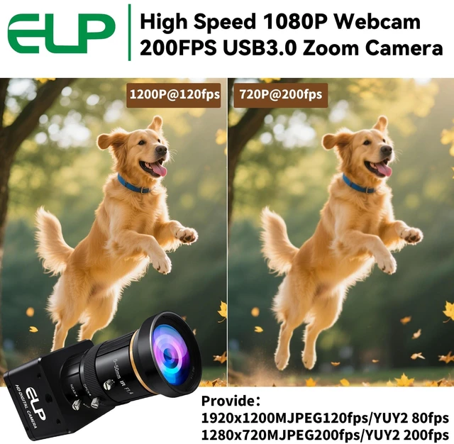 Alt view image 4 of 5 - Global Shutter USB Camera, High Speed HD 200fps Manual Zoom USB3.0 Webcam