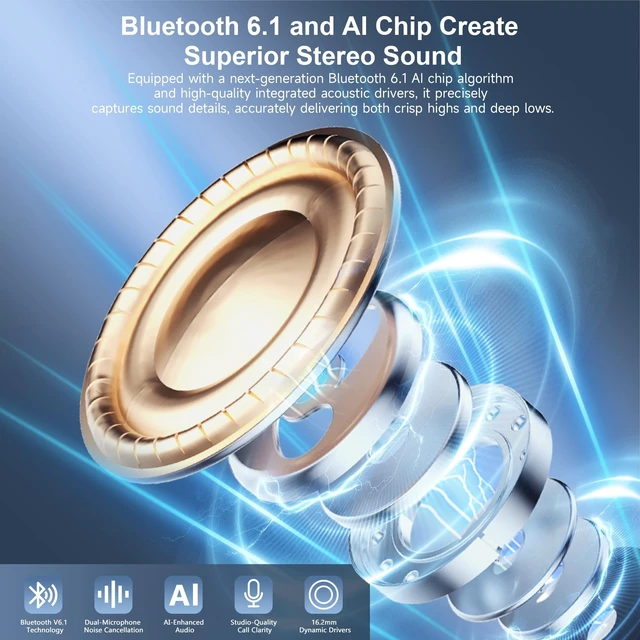 Alt view image 4 of 5 - VNMN Wireless Earbuds Bluetooth 6.1 Sport Headphones with Earhooks and Mic