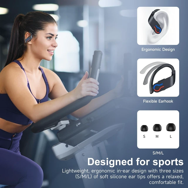 Alt view image 5 of 5 - VNMN Wireless Earbuds Bluetooth 6.1 Sport Headphones with Earhooks and Mic
