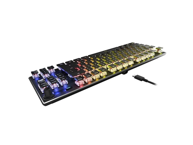 Alt view image 5 of 5 - ROCCAT Vulcan TKL Linear PC Gaming Keyboard, Titan Switch Mechanical with Per Key AIMO RGB Lighting, Tenkeyless, Compact Design, Anodized Aluminum Top Plate, Detachable USB-C Cable, Black