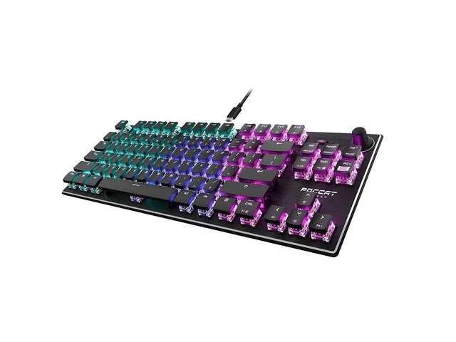 Alt view image 4 of 5 - ROCCAT Vulcan TKL Linear PC Gaming Keyboard, Titan Switch Mechanical with Per Key AIMO RGB Lighting, Tenkeyless, Compact Design, Anodized Aluminum Top Plate, Detachable USB-C Cable, Black
