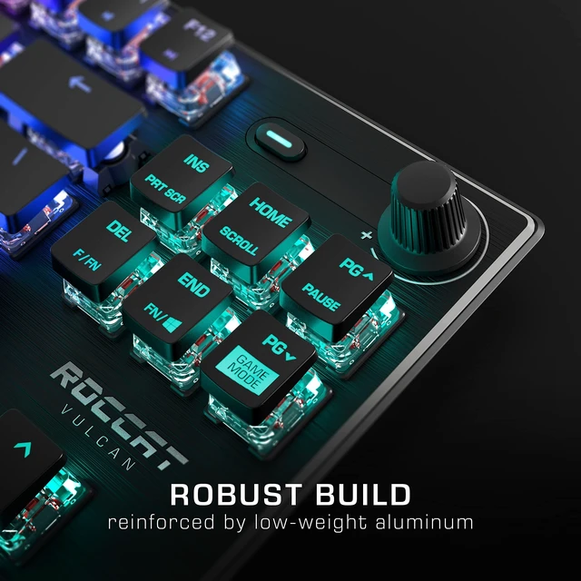 Alt view image 3 of 5 - ROCCAT Vulcan TKL Linear PC Gaming Keyboard, Titan Switch Mechanical with Per Key AIMO RGB Lighting, Tenkeyless, Compact Design, Anodized Aluminum Top Plate, Detachable USB-C Cable, Black