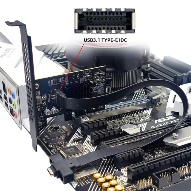 Alt view image 3 of 5 - NFHK USB 3.2 Gen2 Type-E 20Gbps Front Panel Socket to PCI-E 4X Express Card Adapter for Desktop Motherboard