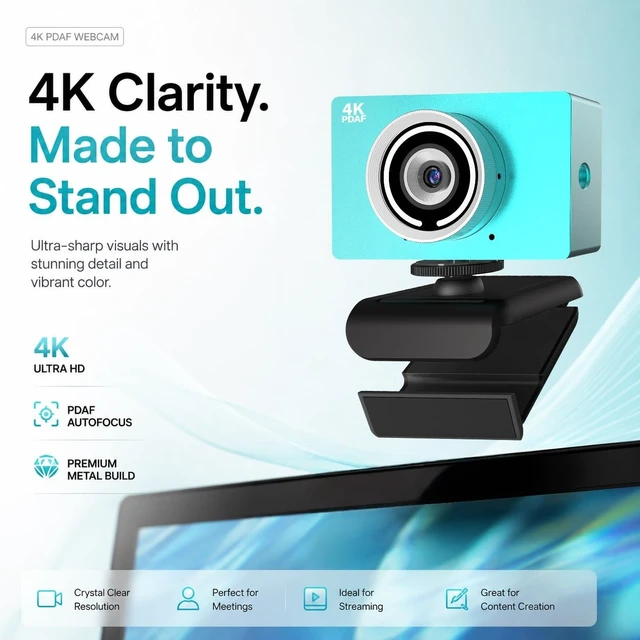 Alt view image 2 of 5 - AEICIK 4K UHD Webcam with Microphone, Auto Focus Streaming Web Camera, Noise Canceling Mic, Auto Light Correction, USB Plug & Play Privacy Cover Webcam for PC Laptop Desktop Zoom Meeting Gaming