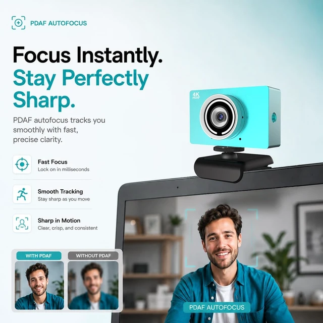 Alt view image 3 of 5 - AEICIK 4K UHD Webcam with Microphone, Auto Focus Streaming Web Camera, Noise Canceling Mic, Auto Light Correction, USB Plug & Play Privacy Cover Webcam for PC Laptop Desktop Zoom Meeting Gaming
