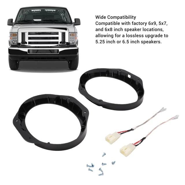 Alt view image 2 of 5 - BAFOVY 6x9 5x7 6x8 Speaker Adapter Mounting Plate with Wiring Harness for E-150 Escape Excursion Expedition Fits 5.25 6.5 Inch Speakers No Cutting Require