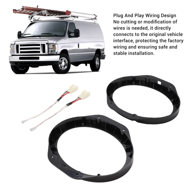 Alt view image 4 of 5 - BAFOVY 6x9 5x7 6x8 Speaker Adapter Mounting Plate with Wiring Harness for E-150 Escape Excursion Expedition Fits 5.25 6.5 Inch Speakers No Cutting Require