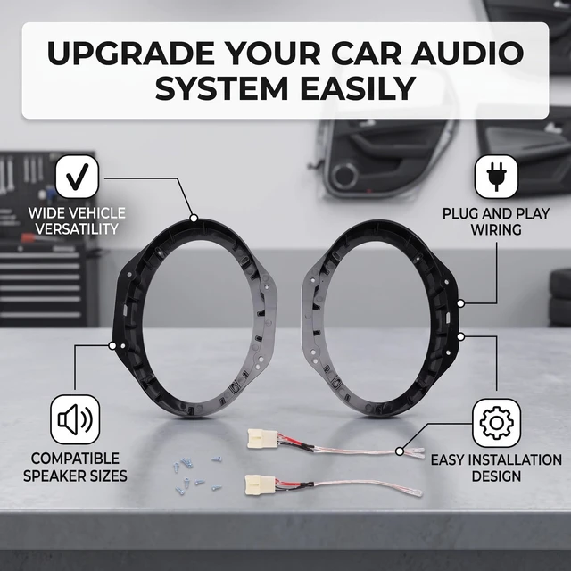 Alt view image 3 of 5 - BAFOVY 6x9 5x7 6x8 Speaker Adapter Mounting Plate with Wiring Harness for E-150 Escape Excursion Expedition Fits 5.25 6.5 Inch Speakers No Cutting Require