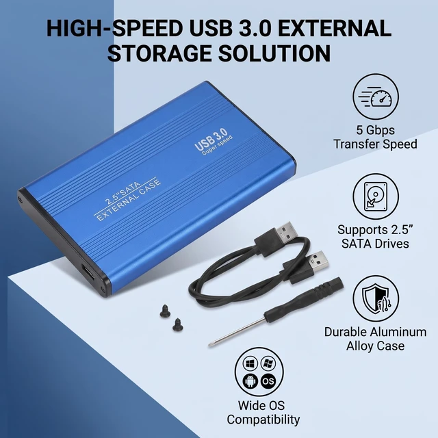 Alt view image 5 of 5 - POCREATION 1Tb External Hard Drive External Hard Drive 2.5In Usb3.0 to Enclosure, Portable Exrnal Hard Dries 1Tb 2Tb, 1T Hard Drie Exrnal