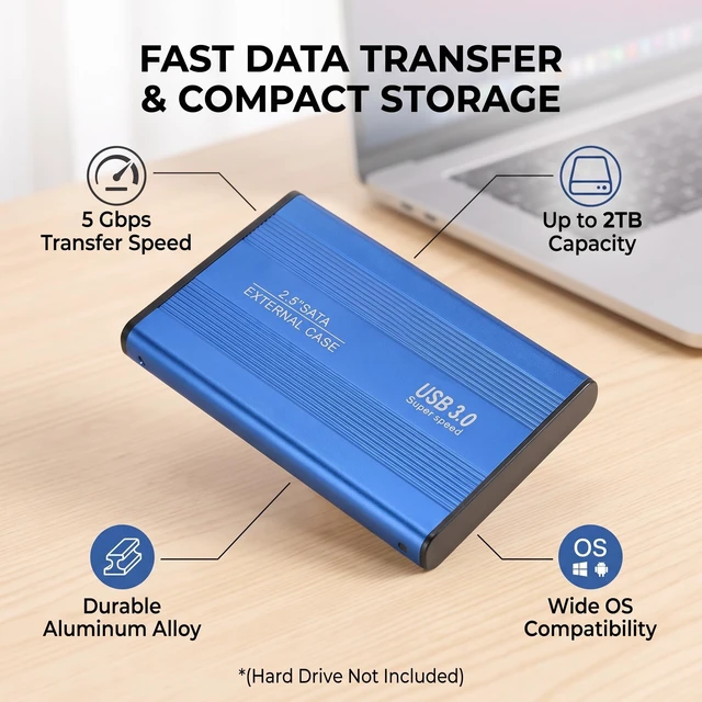 Alt view image 3 of 5 - POCREATION 1Tb External Hard Drive External Hard Drive 2.5In Usb3.0 to Enclosure, Portable Exrnal Hard Dries 1Tb 2Tb, 1T Hard Drie Exrnal