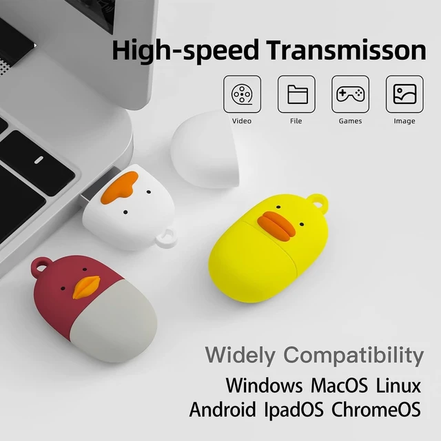 Alt view image 3 of 5 - Bilious 128GB Flash Drive Animal Series Waterproof USB 3.0 Thumb Drive Cute Cartoon Memory Stick Small Size USB Drive Gift (Sausage Yellow Duck, 128GB)