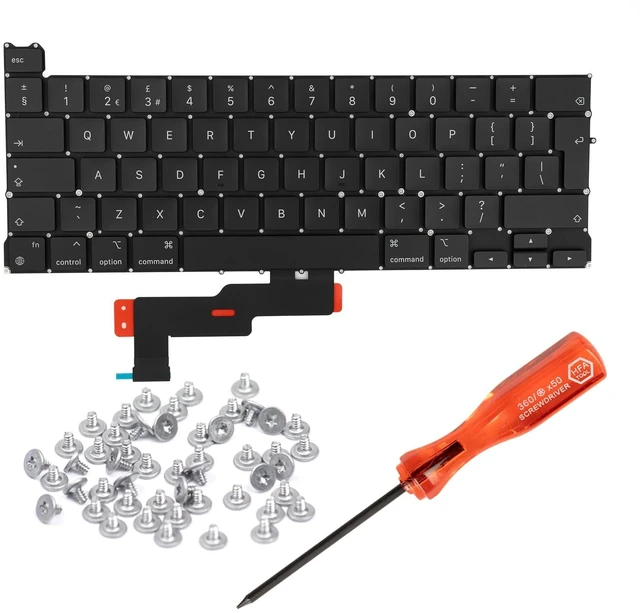 Main image of HAWSON UK A2338 Keyboard Replacement for MacBook Pro Retina 13" M1 M2 A2338 2020 2022 Year UK Layout with Keyboard Screws and Screwdriver
