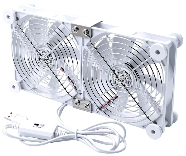 Main image of aceyoon Dual Row 120mm USB PC Cooling Fan, 3 Adjustable Speeds 5V Twin Fans