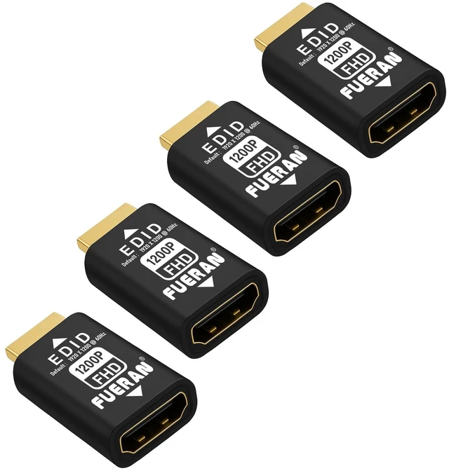 Main image of FUERAN HDMI edid Emulator Adapter, emulators,Reliable Pass-Through for Video Splitters, Extenders, AV Receivers Plug & Play (1920X1200@60Hz-4P)